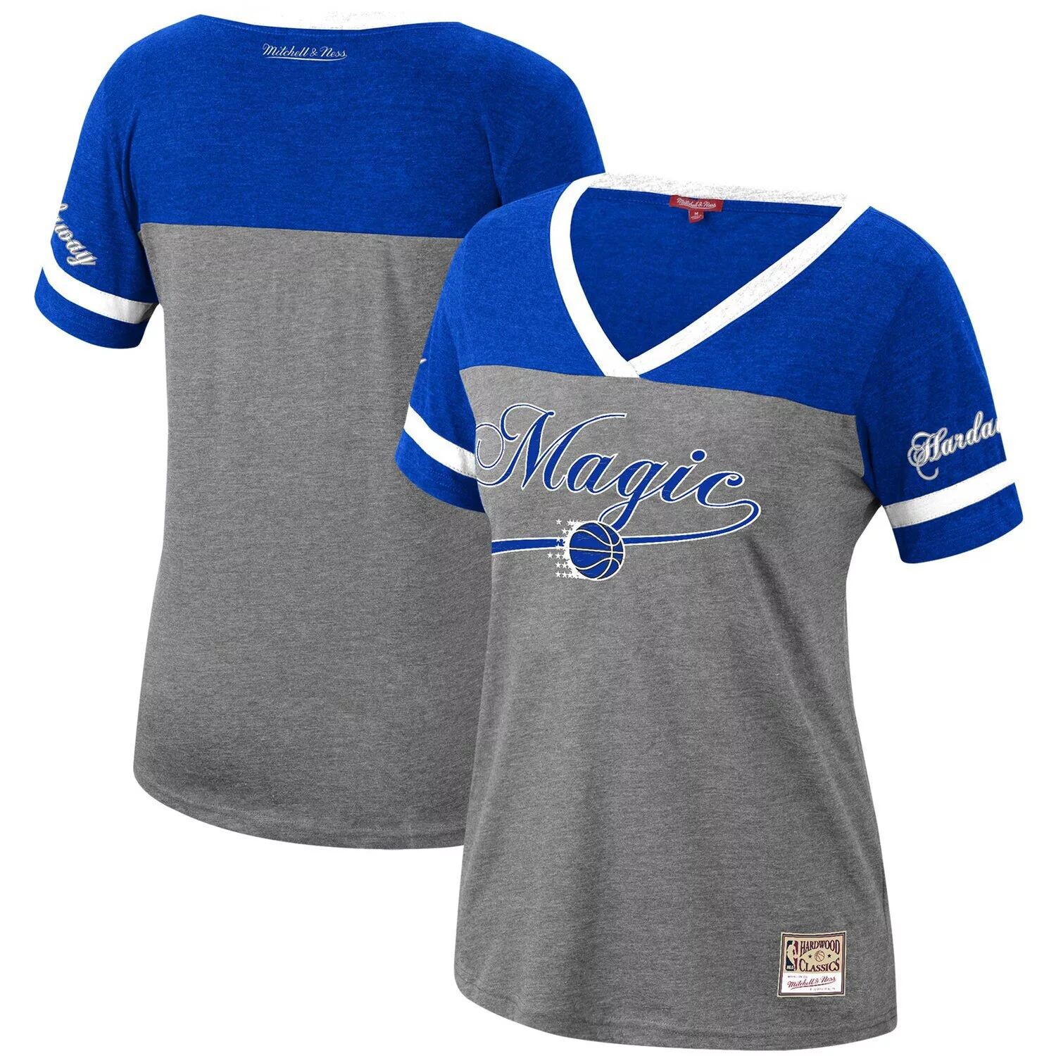 

Женская футболка Mitchell & Ness Penny Hardaway с древесным углем Orlando Magic Team Captain с v-образным вырезом