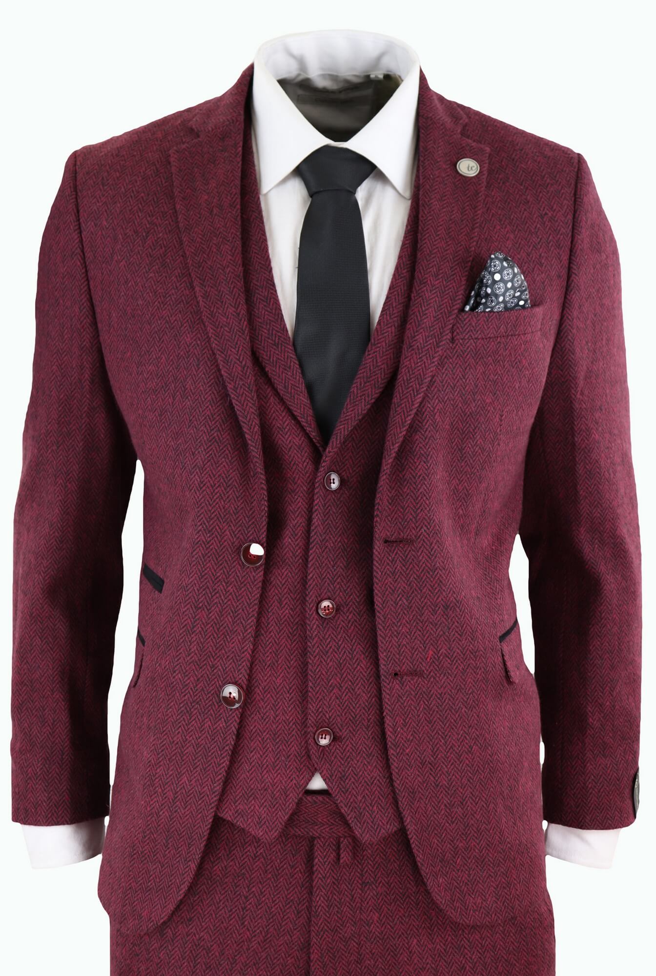

Stz11 Костюм-тройка из твида в елочку TruClothing, цвет wine