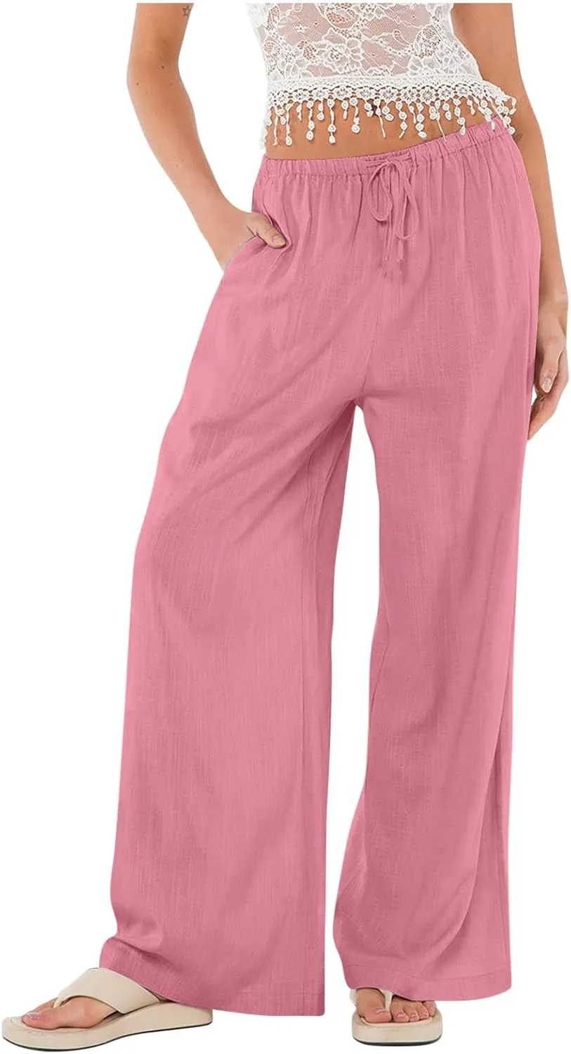 

JOAU Женские летние палаццо с высокой талией на шнурке