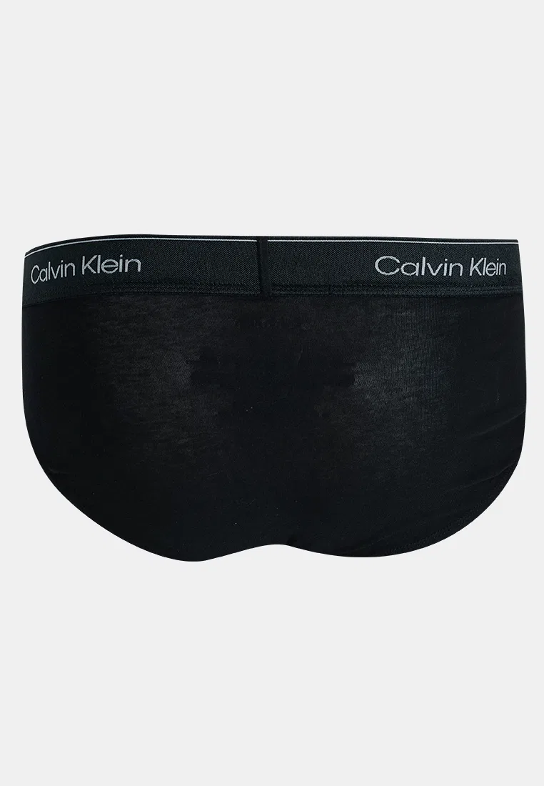 Трусы, хлопок с эластаном, металлик, набор 3 шт., Icon Calvin Klein, черный — фото 3