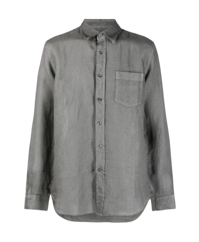 

Серая льняная рубашка с длинными рукавами 120% Lino, серый
