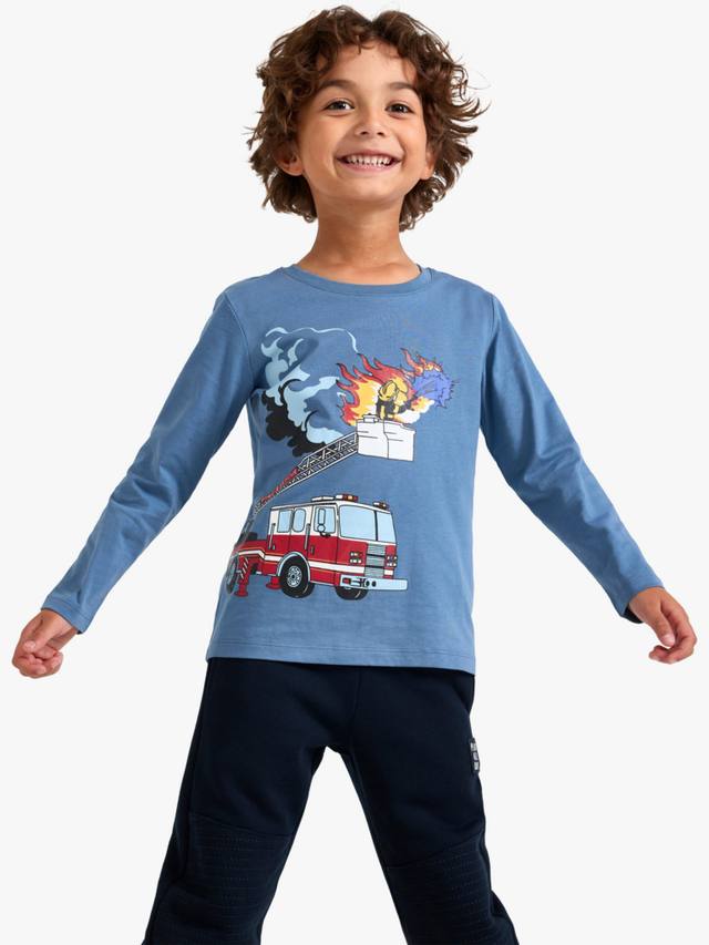 

Детская футболка с длинным рукавом в стиле пожарной машины Lindex, Dusty Blue