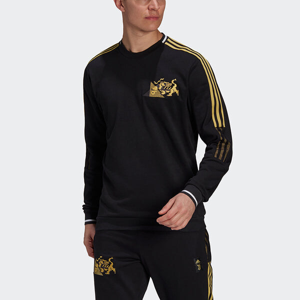 Толстовка adidas Juve Cny Cr Swt Football Sports Embroidery Crew Neck Men's Black, черный — фото 2