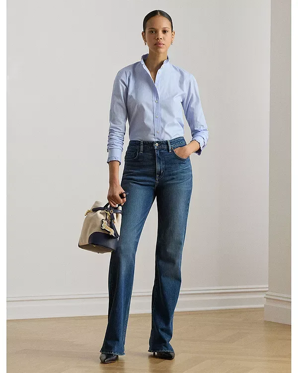 Рубашка с оборками Ralph Lauren, Blue — фото 2