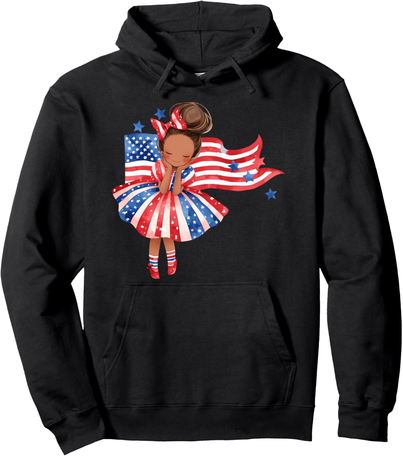 

Детская толстовка с изображением американского флага и патриотической символикой ко Дню независимости США для чернокожих девочек Black Girl 4Th Of July Tees Nyc