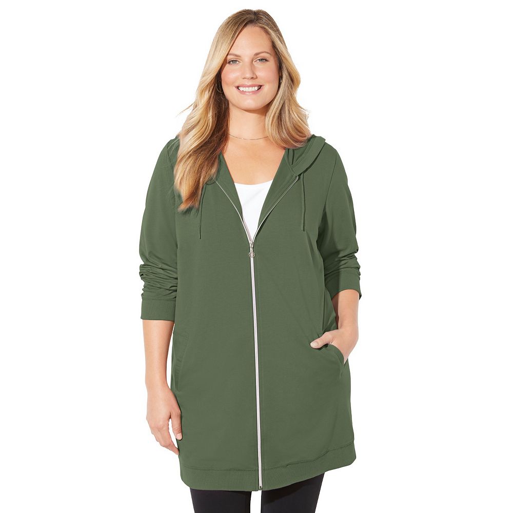 

Женская толстовка из французского махрового трикотажа Catherines Plus Size Good Intentions, цвет Olive Green