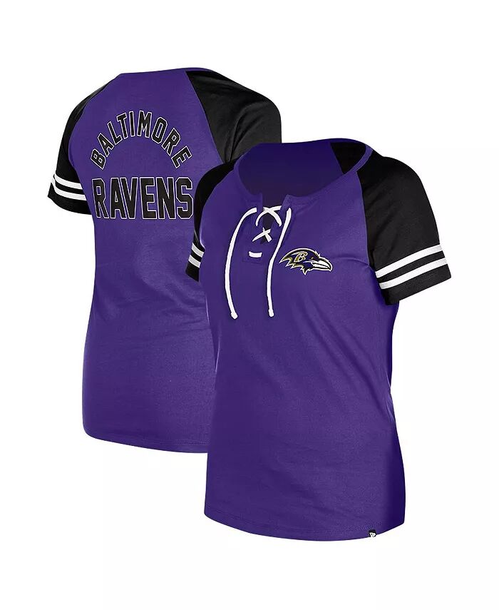 

Женская фиолетовая футболка Baltimore Ravens Lace-Up Raglan New Era