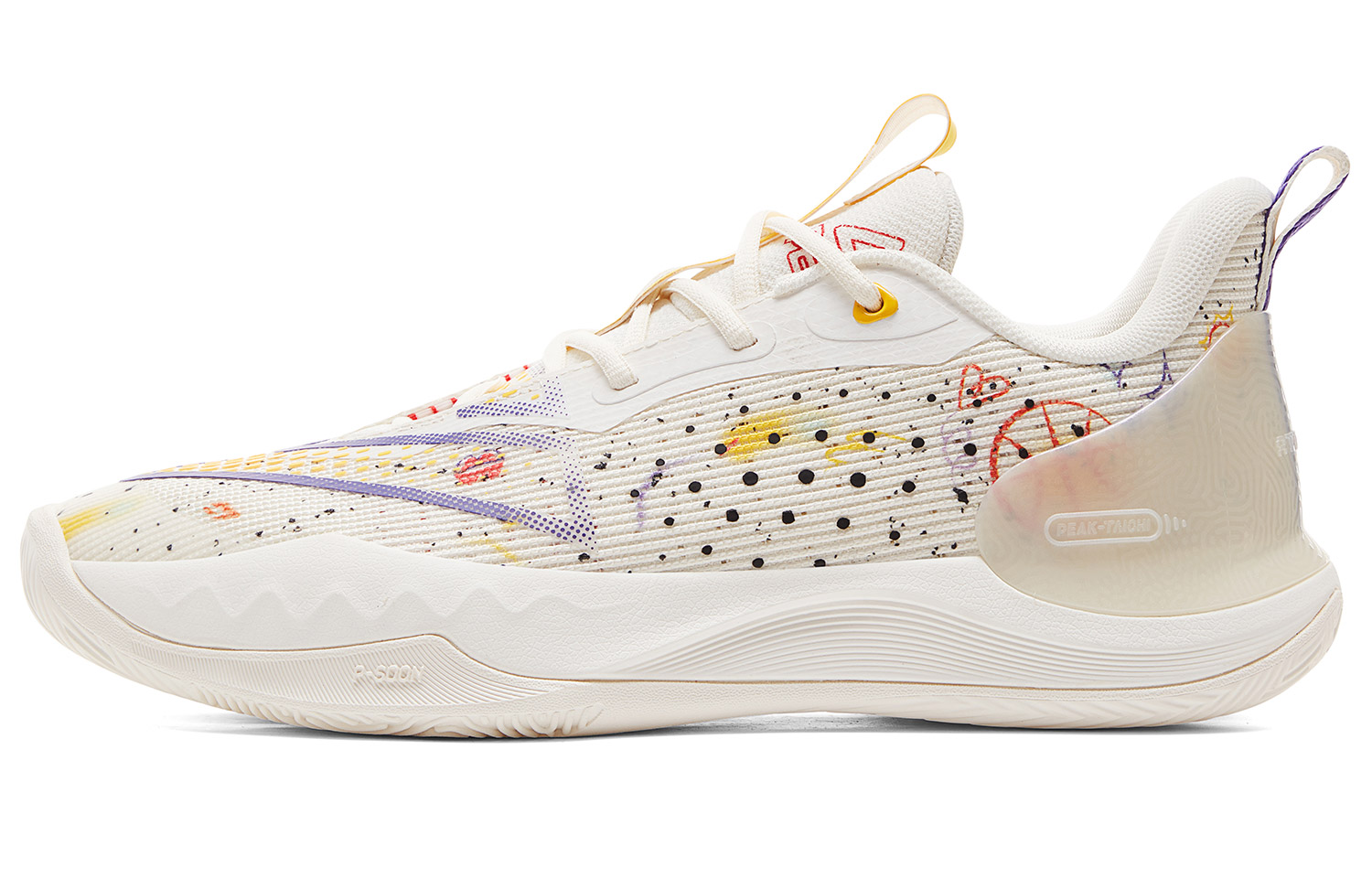 

PEAK Баскетбольные кроссовки Taichi Large Triangle 4.0, низкие, мужские, ультрапрочные, белые, темно-фиолетовые