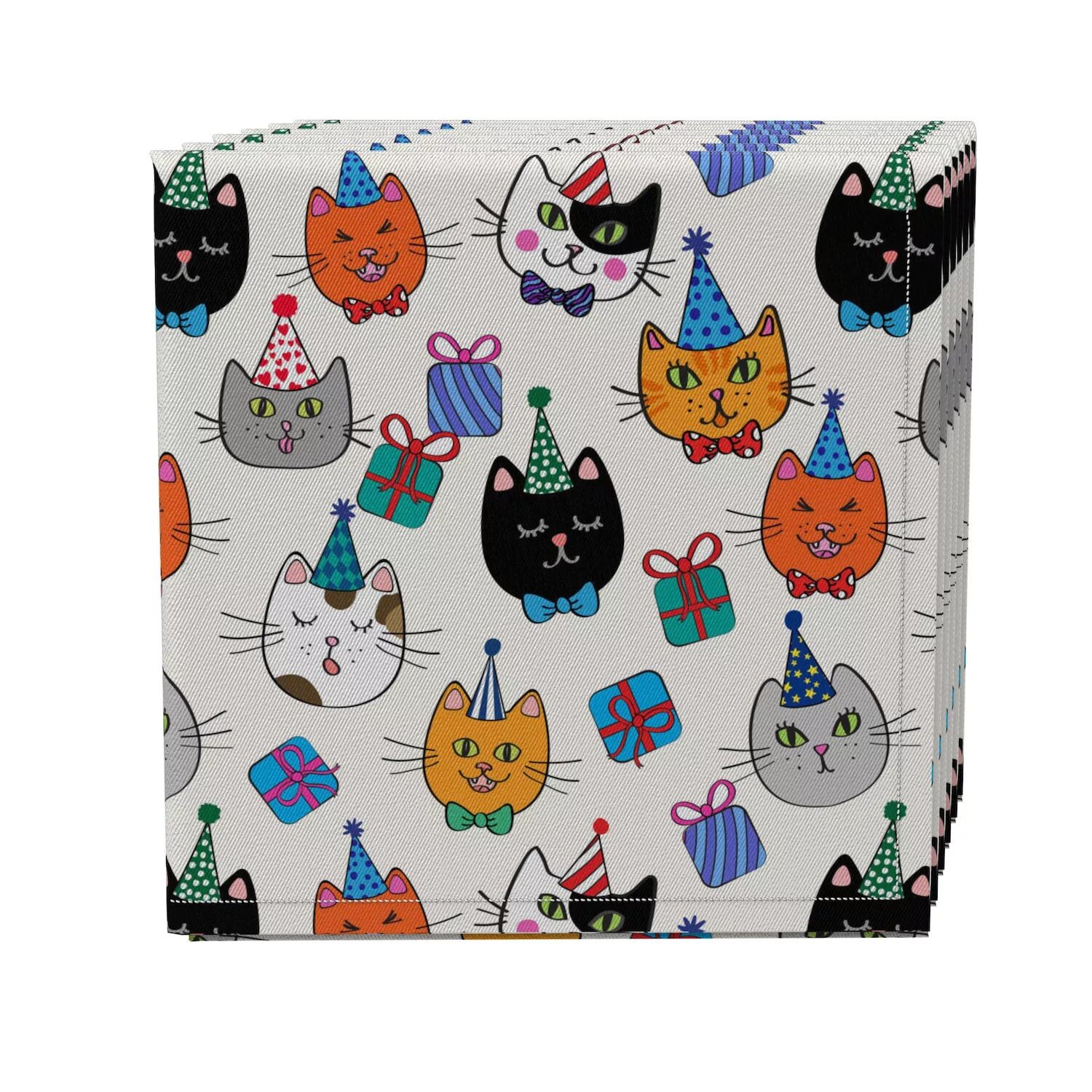 

Набор салфеток из 4 шт., 100 % хлопок, 20x20 дюймов, Happy Birthday Cats