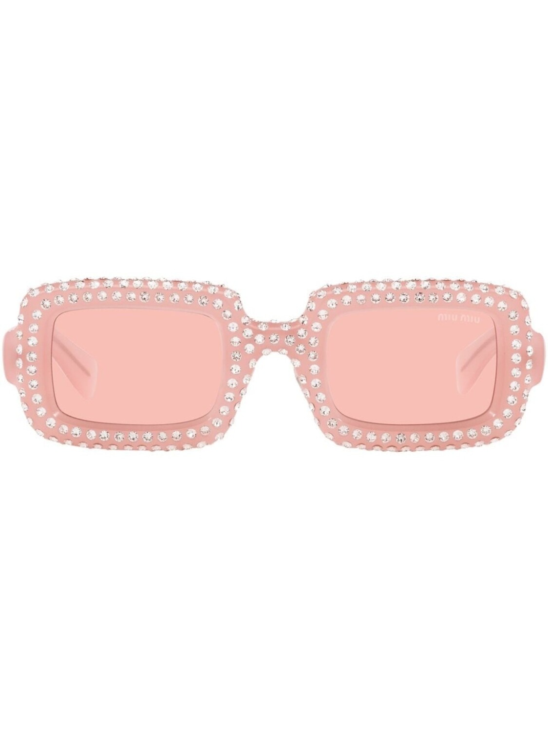 

Miu Miu Eyewear солнцезащитные очки в прямоугольной оправе с кристаллами, розовый