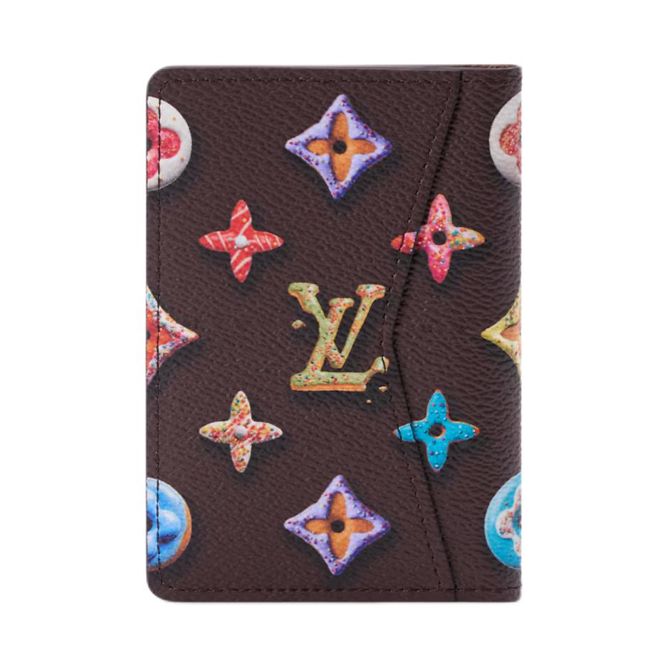 LOUIS VUITTON Картхолдер Pocket Organizer Monogram Donuts Coated Canvas для мужчин, коричневый — фото 3