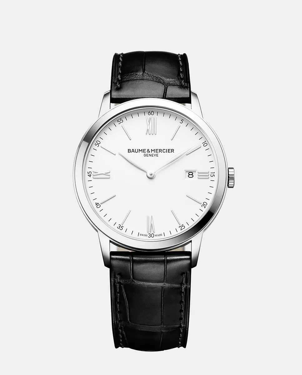 

Мужские часы Classima M0A10323 из черной кожи Baume & Mercier, черный