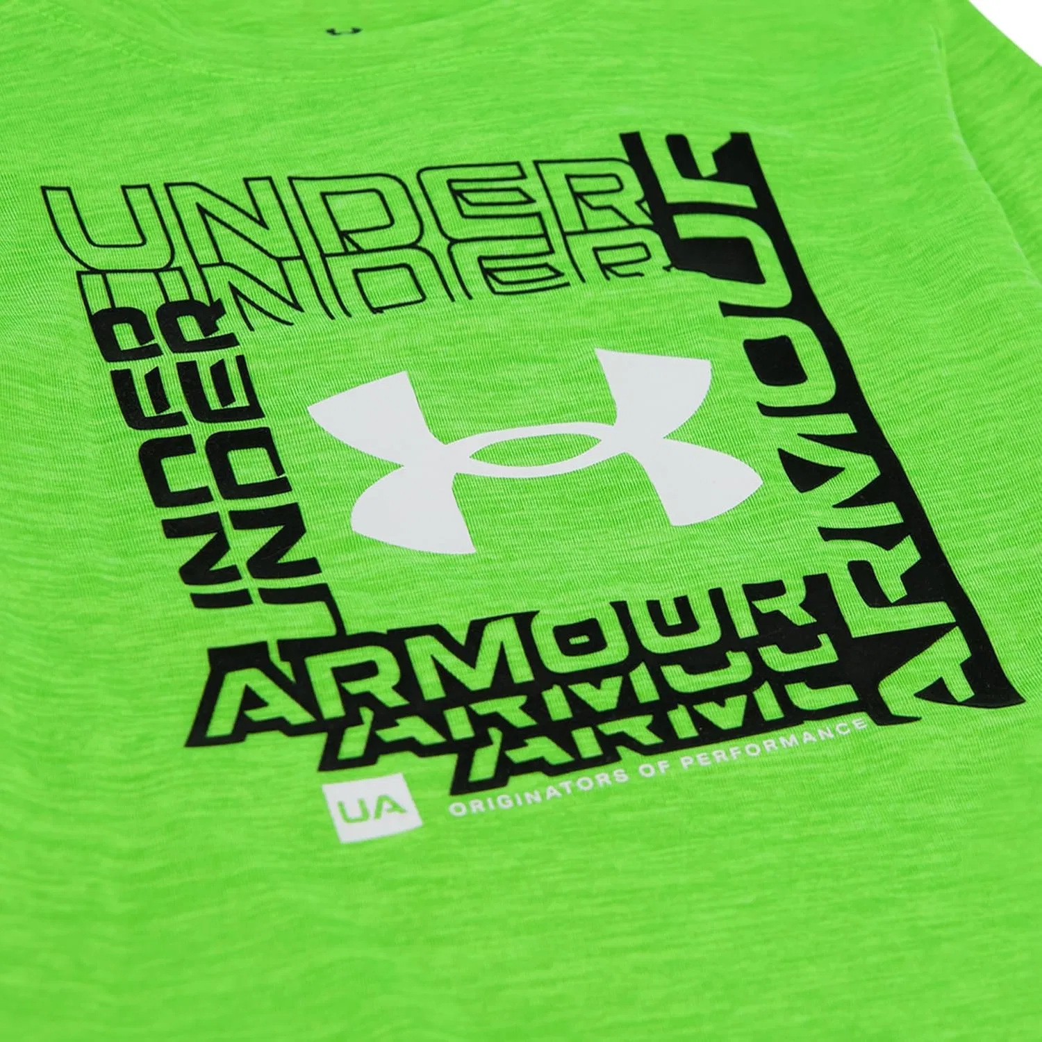 Детская футболка с длинным рукавом и графическим логотипом Under Armour, легкая и дышащая, свободного кроя, Green Frame Twist — фото 2