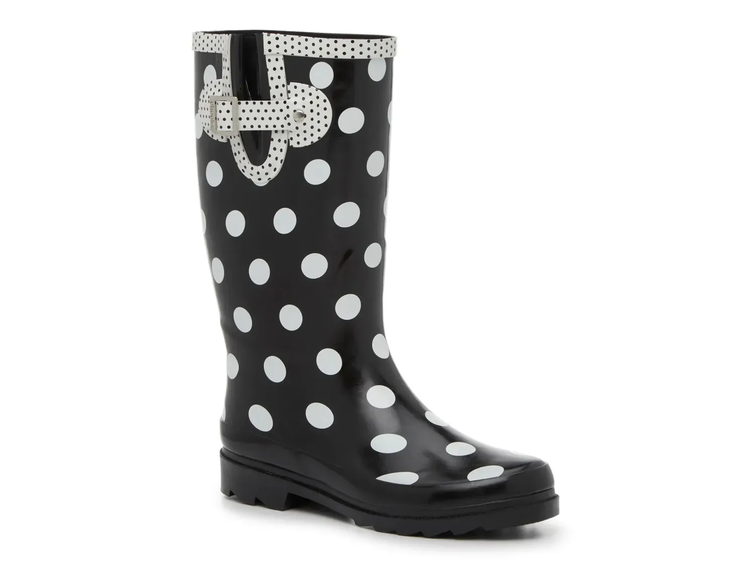 Сапоги Chooka Rob Dots Rain Boot, черно-белый узор в горошек