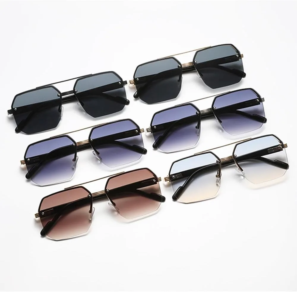 

Модные солнцезащитные очки с многоугольной двойной перемычкой для женщин, минималистичные очки с двойной перемычкой, защита от ультрафиолета UV400 TYUVIVO, Brown