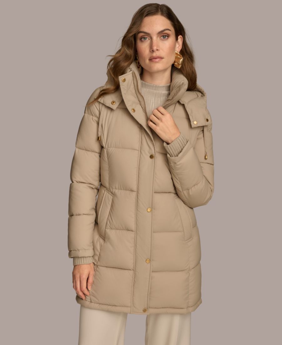 

Женская пуховая куртка с капюшоном Donna Karan New York, Dark Taupe