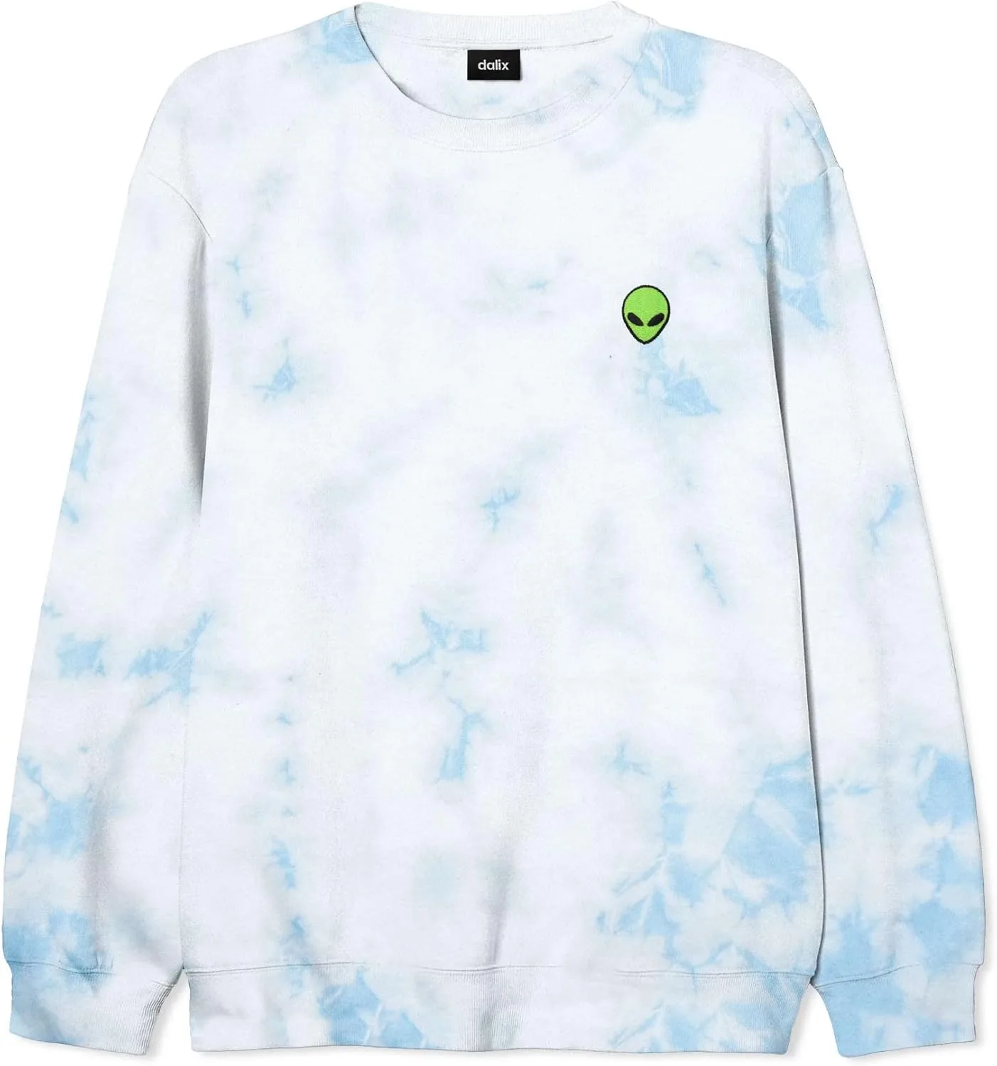 

DALIX вышитый пришелец лонгслив тай-дай флисовая толстовка