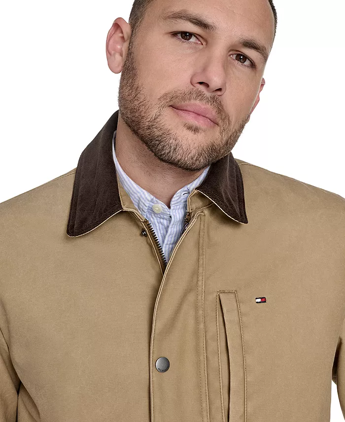 Мужское хлопковое амбарное пальто с воротником из вельвета Tommy Hilfiger, загар/бежевый — фото 4