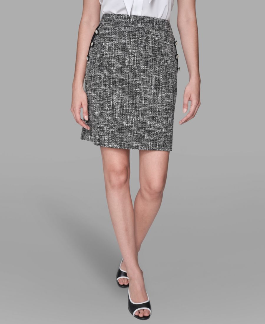 

Женская мини-юбка с потайной молнией сзади KARL LAGERFELD PARIS, Black/Soft White