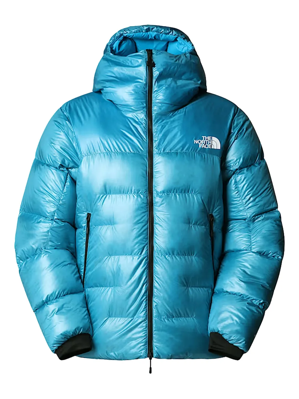 

Дутый пуховик с капюшоном и логотипом The North Face, синий