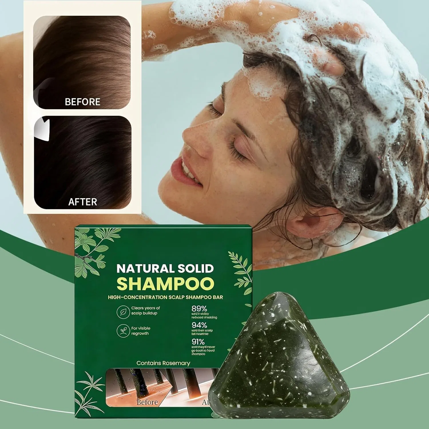 Твердый шампунь Yoracare Korean Scalp Revival Bar с розмарином и аминокислотами Vokkrv, 3Pc — фото 2