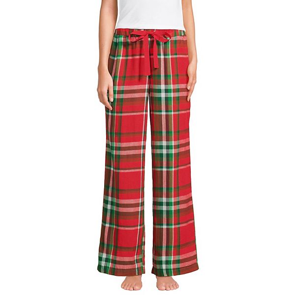 

Женские пижамные брюки-клеш из фланели Lands' End, Red Emerald Plaid
