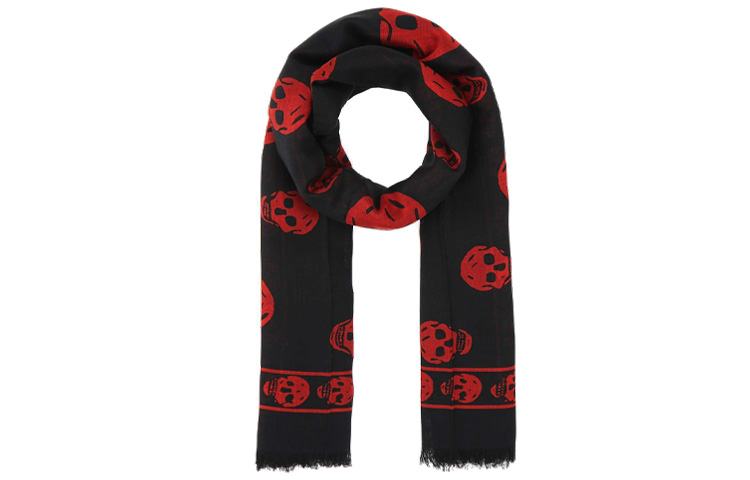 

Alexander McQueen Шарф с логотипом черепа по всей поверхности, Red Black