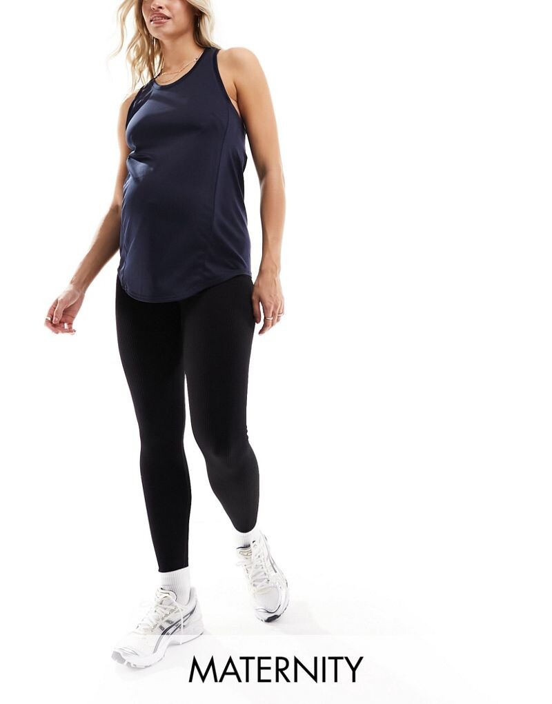 

Черные бесшовные леггинсы в рубчик ASOS 4505 Maternity Icon