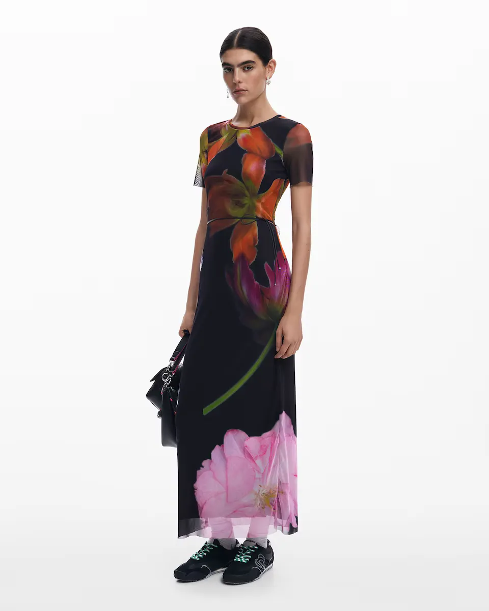 

Платье из фатина в цветочек Desigual, чёрный