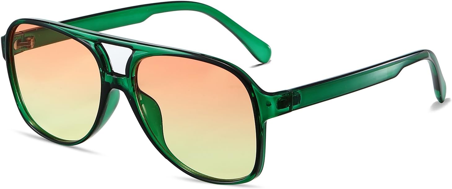 

Солнцезащитные очки Freckles Mark в винтажном стиле ретро 70-х годов для женщин и мужчин, классические большие квадратные очки-авиаторы, модные очки, Gradient Orange / Green