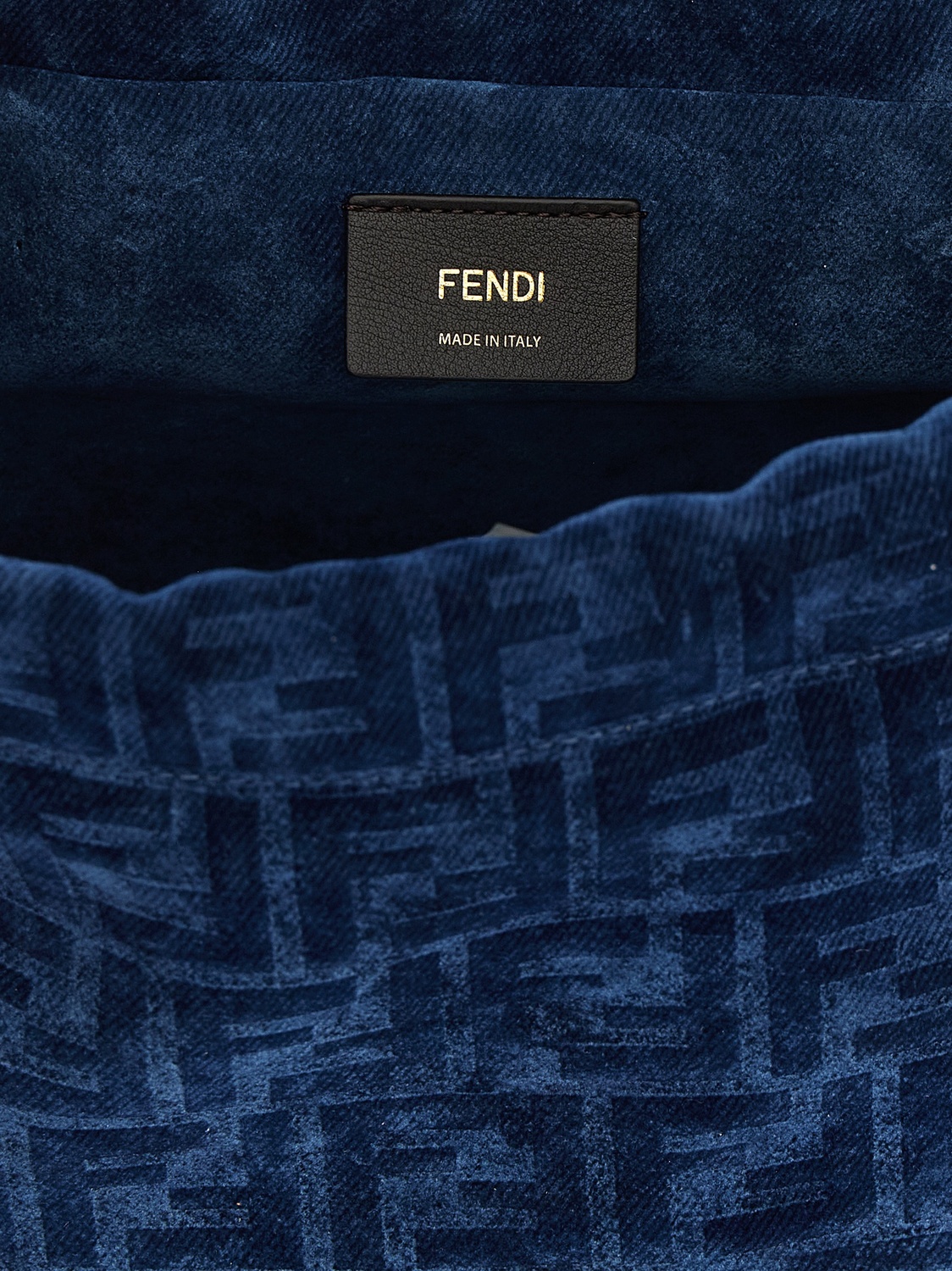 Рюкзак из джинсы с флокированным узором FF FENDI, синий — фото 4