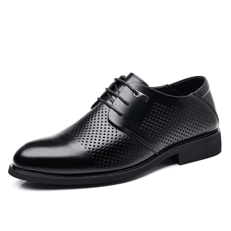 

LINGPAO Повседневные кожаные туфли мужские низкие черные/коричневые с вырезом и скрытой платформой черные, цвет Hidden Wedge Cut-Out Black