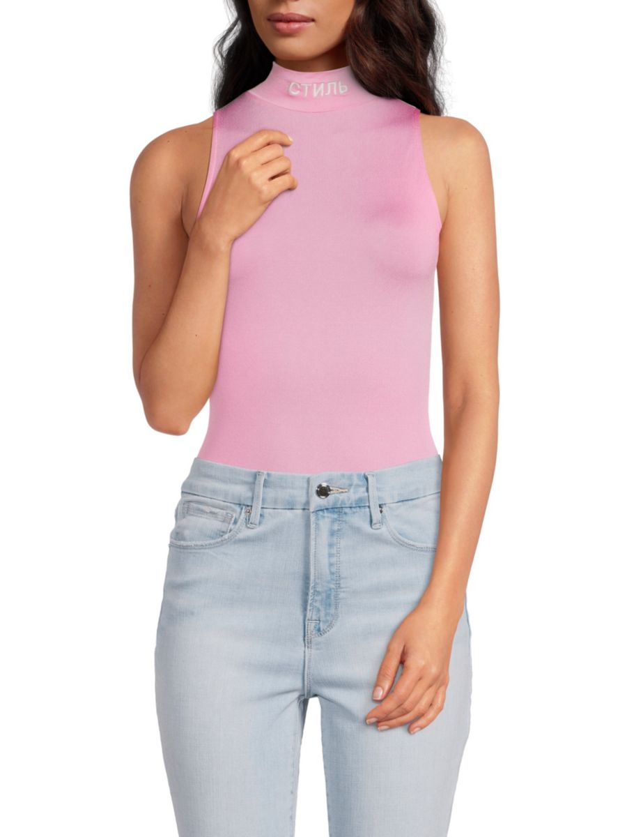 

Боди с логотипом и имитацией водолазки Heron Preston, розовый