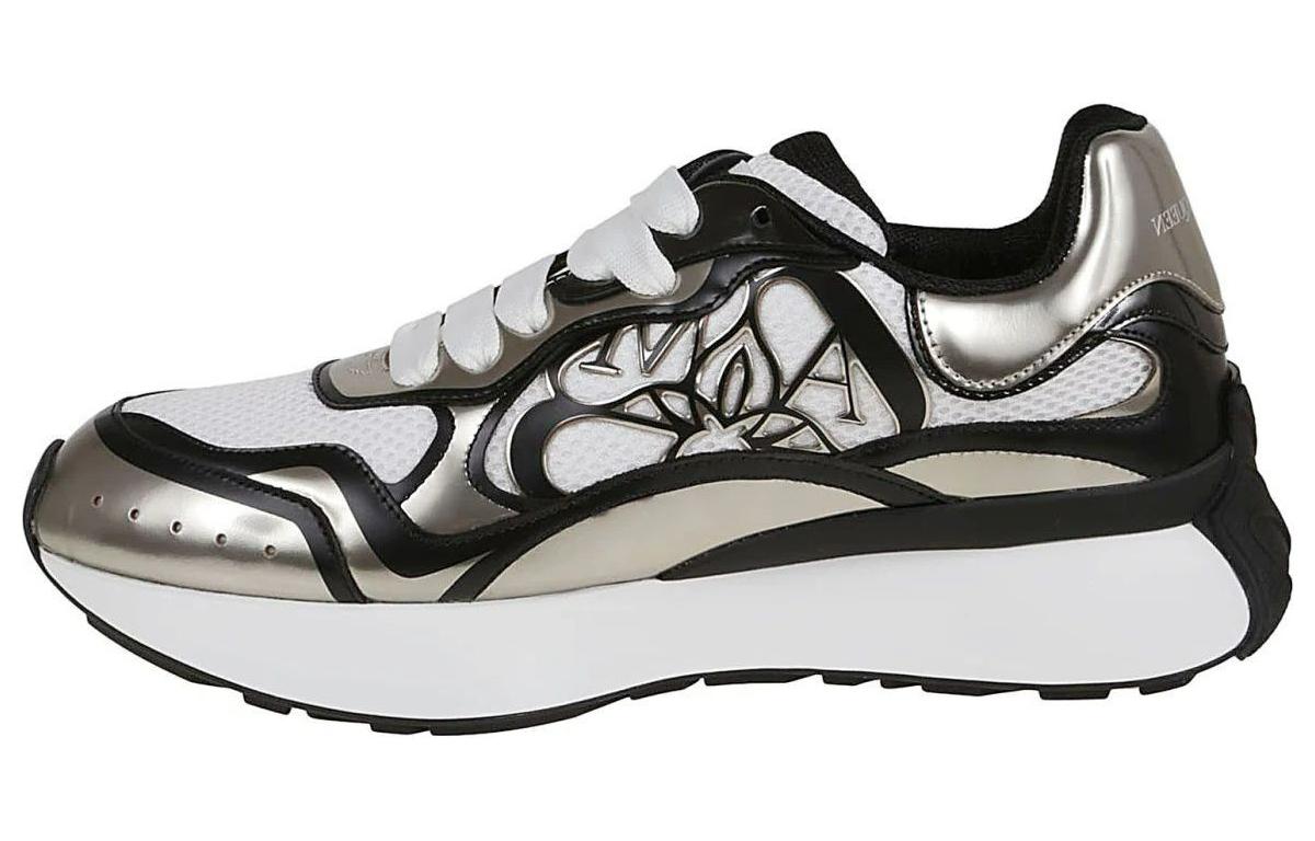 

Alexander McQueen Кроссовки Sprint Runner Black White Silver Tone Seal