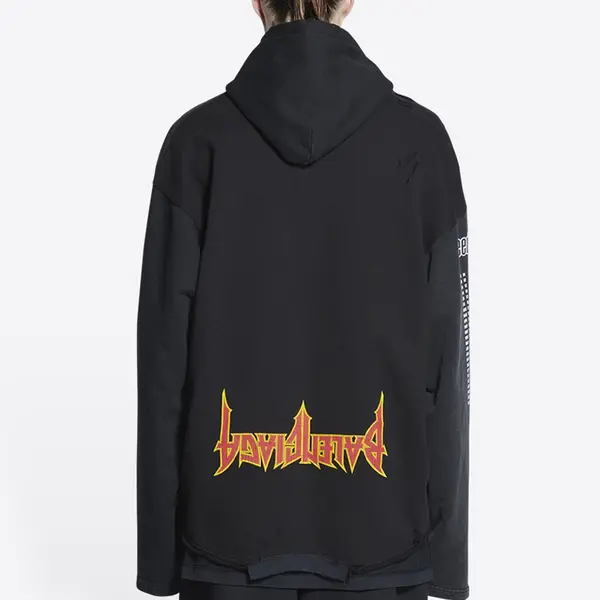 Толстовка speed hunters upside down hoodie oversized 'black faded' Balenciaga, черный — фото 4
