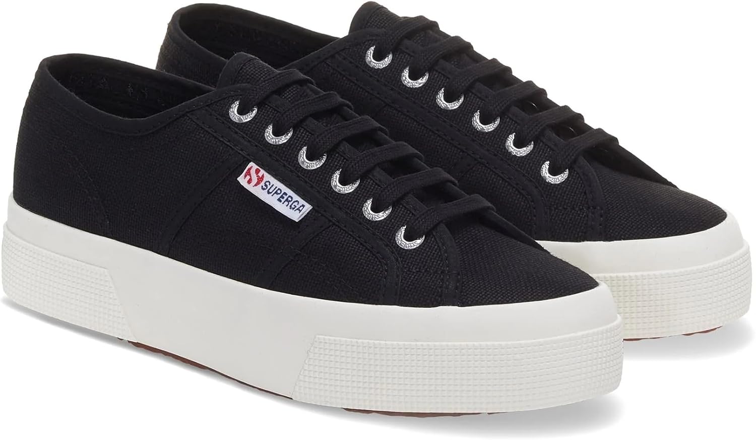 Кроссовки Superga 2740 Platform для мужчин и женщин - иконические итальянские теннисные кроссовки с дышащим верхом из ткани и нескользящей резиновой подошвой, черный — фото 4