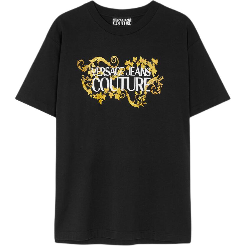 

Футболка из хлопка с логотипом VERSACE JEANS COUTURE, черный