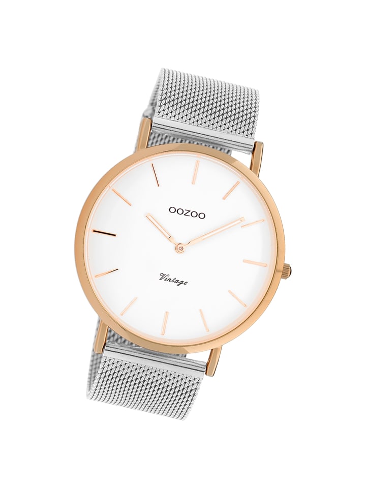 

Аналоговые наручные часы Oozoo Vintage Series, серебристые, большие (примерно 44 мм)