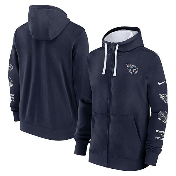 Мужская синяя толстовка с молнией Tennessee Titans Club Nike