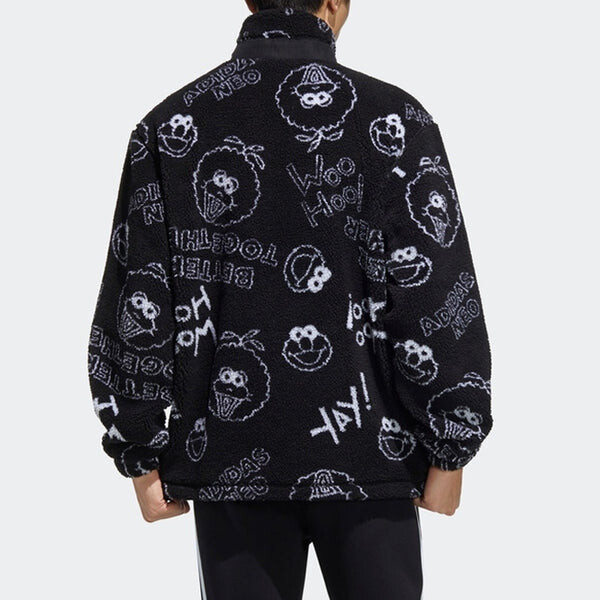 Куртка adidas neo x SESAME STREET Crossover Limited Full Print Polar Fleece Long Sleeves Jacket Black, черный — фото 4