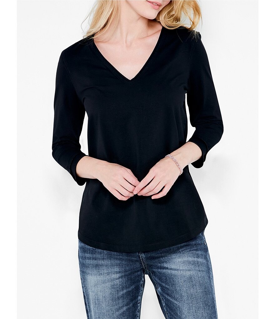 

NIC + ZOE Perfect Knit футболка с v-образным вырезом и рукавами 3/4, черный