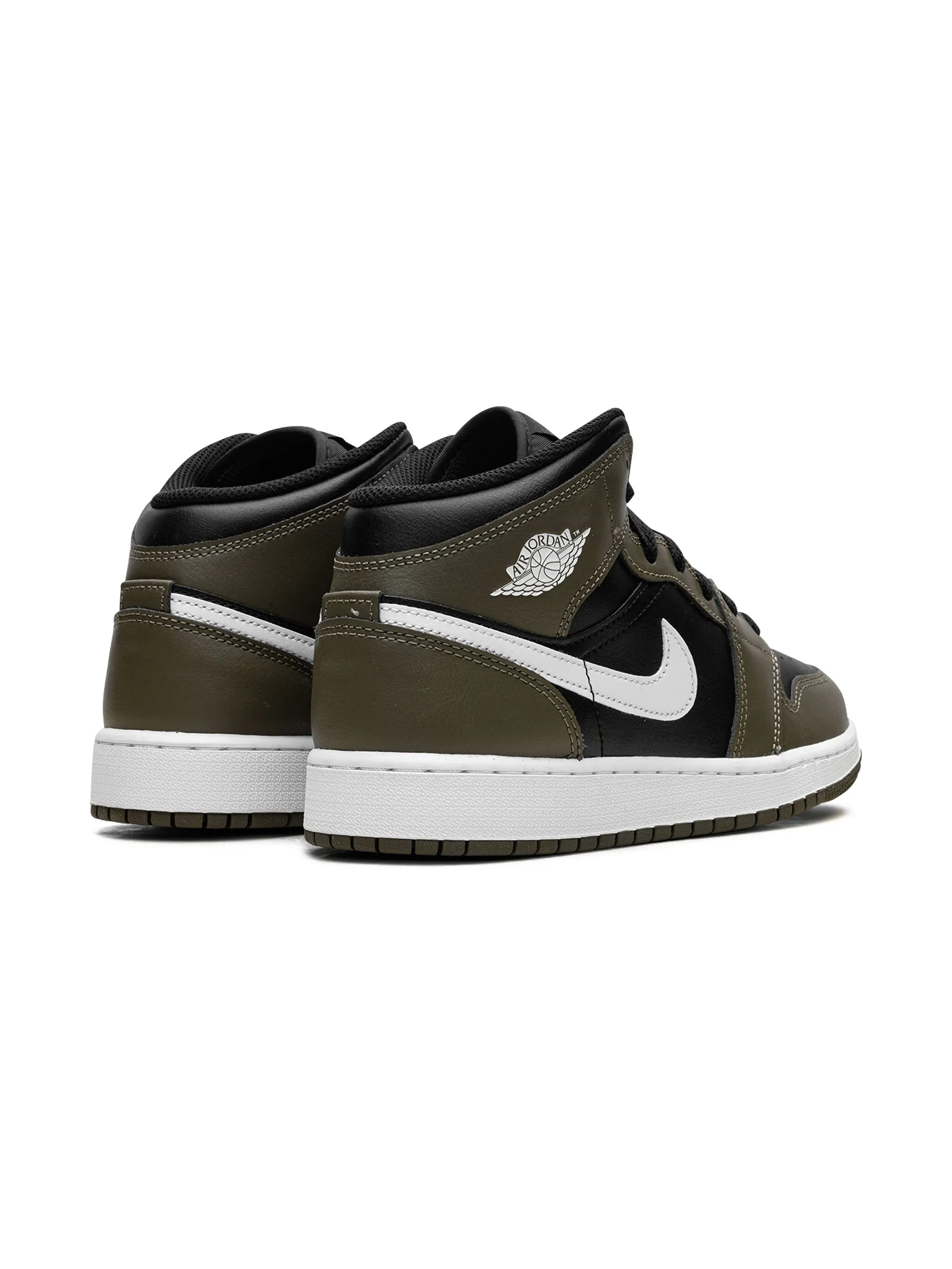 Кроссовки Jordan 1 Mid Black/White/Medium Olive Jordan Kids, черный — фото 3