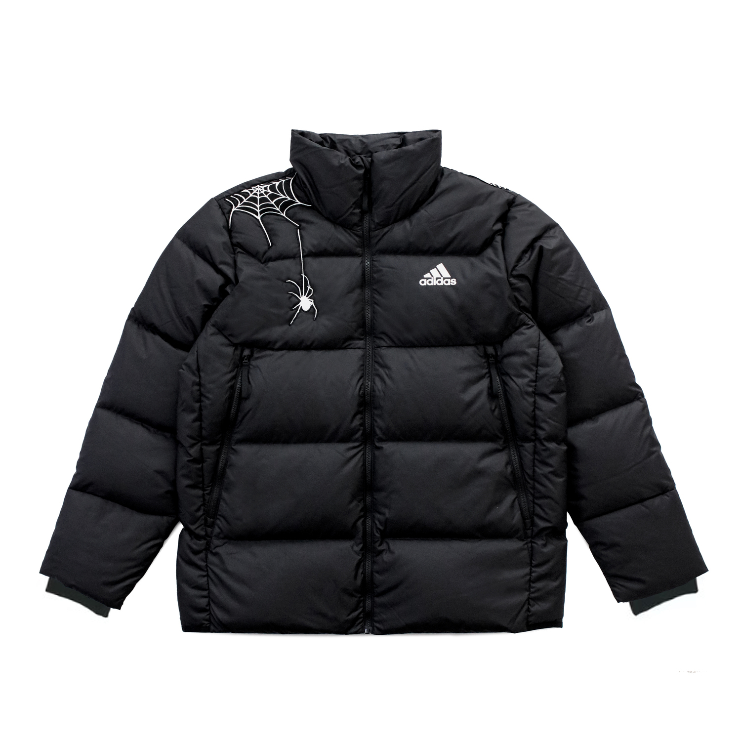 

Пуховик мужской черно-белый Adidas, Черный, Пуховик мужской черно-белый Adidas