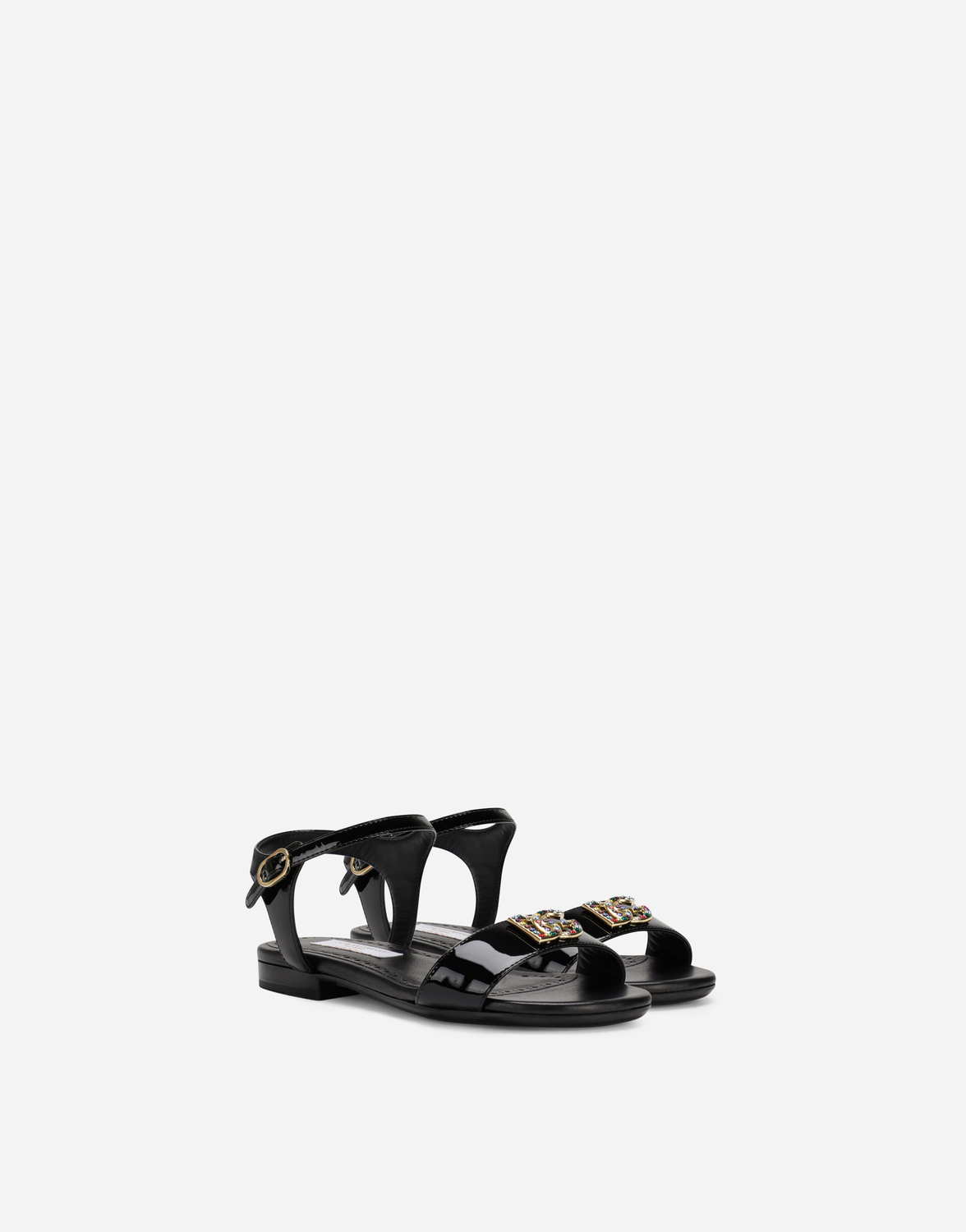 Сандалии из лакированной кожи с логотипом DG Dolce&Gabbana, черный — фото 3