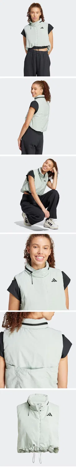 Женский укороченный жилет Adidas City Escape серебристого цвета — фото 4