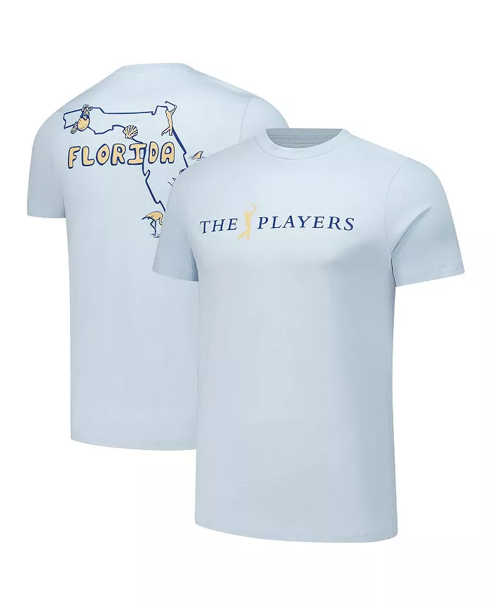 

Мужская и женская футболка THE PLAYERS с контуром Флориды в светло-голубом цвете Flomotion