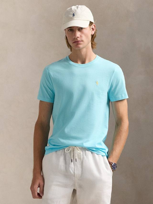 

Хлопчатобумажная футболка с круглым вырезом Ralph Lauren, цвет Aqua Blue/C1382