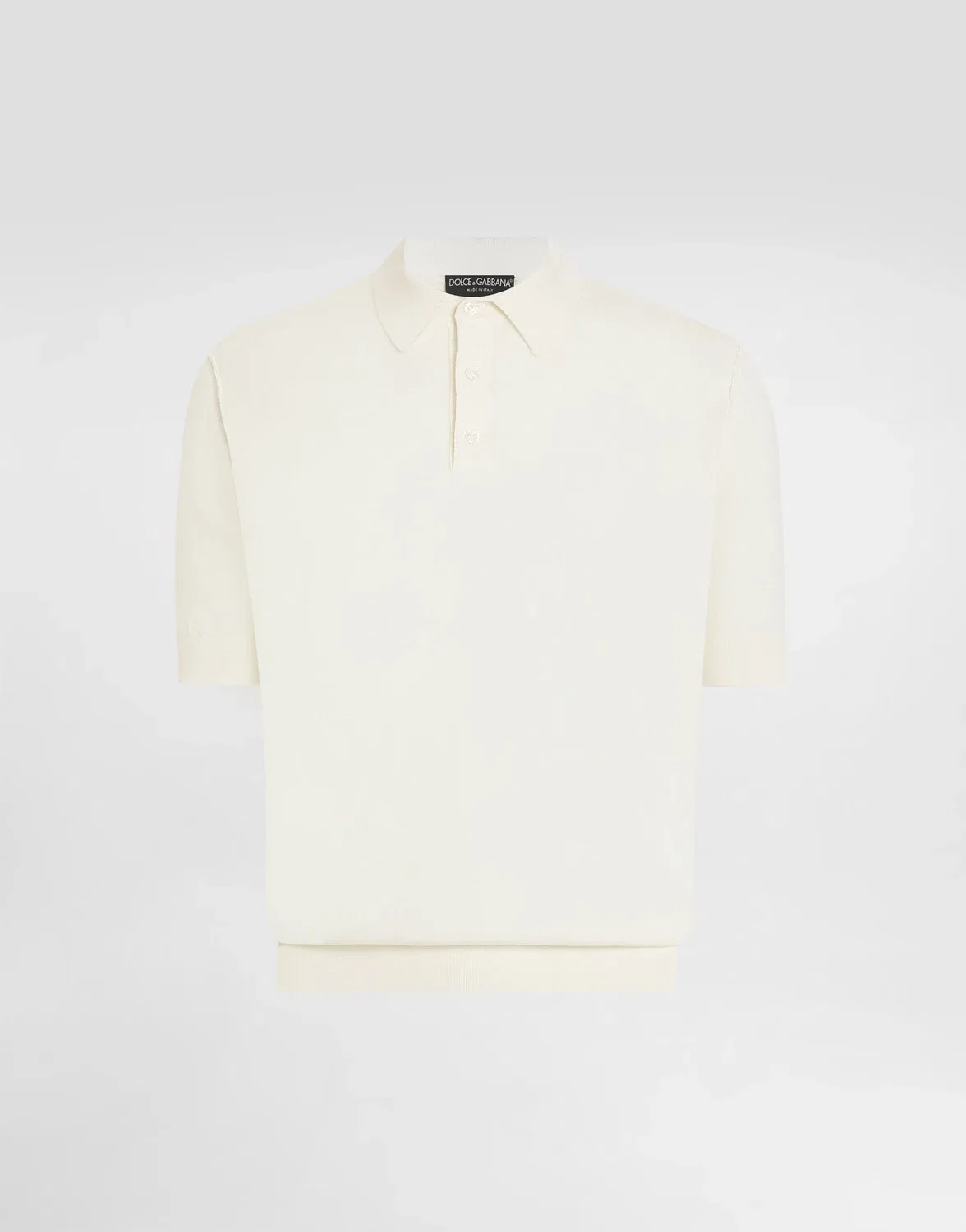 Кашемировая рубашка-поло тонкой вязки DOLCE & GABBANA, белый