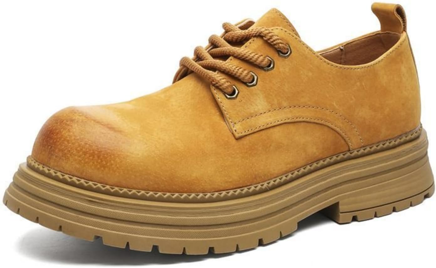 

Кожаные оксфорды для мужчин MACEFIL, формальная деловая обувь, удобные классические офисные туфли для мужчин, желтый