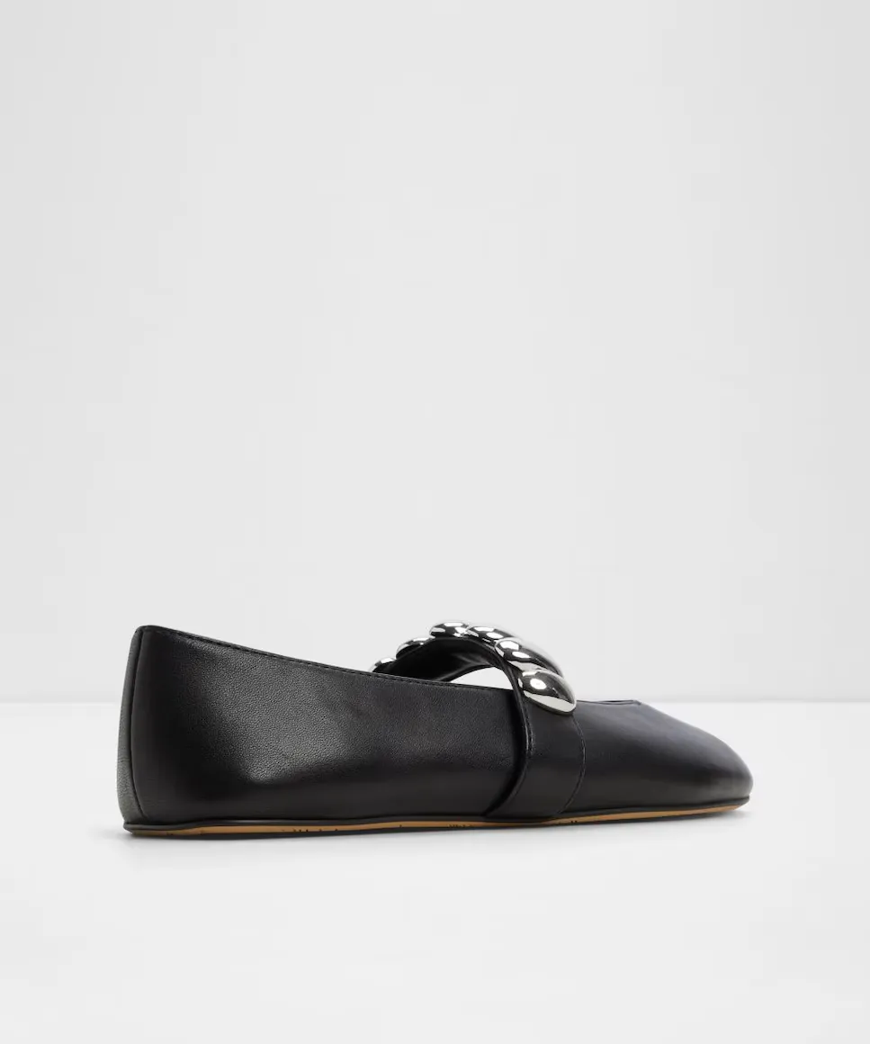 Женские кожаные балетки с круглым носком Aldo, черный — фото 3